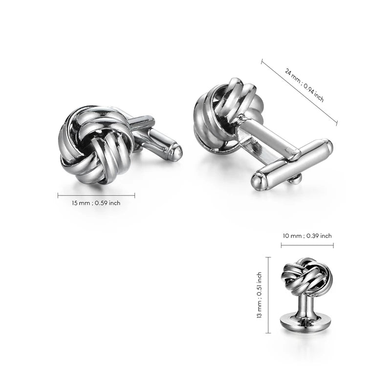 Silver Luxury Man Shirt Cufflinks Set