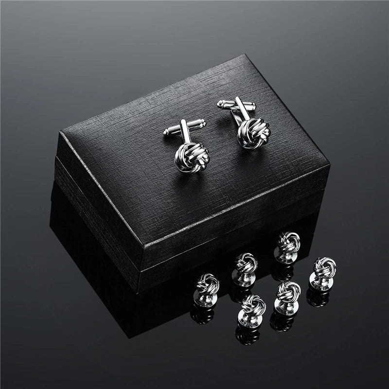Silver Luxury Man Shirt Cufflinks Set