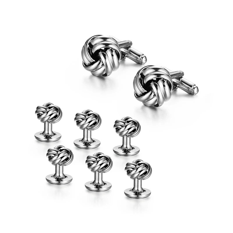 Silver Luxury Man Shirt Cufflinks Set